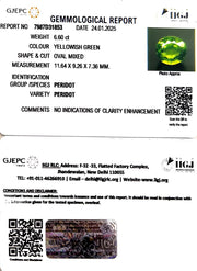 6.60/CT Natural Peridot With Govt. Lab Certificate-5661